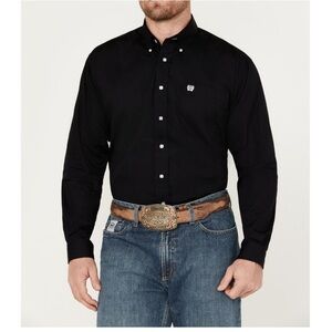 CINCH - MEN'S SOLID BLACK LONG SLEEVE BUTTON-DOWN WESTERN SHIRT
